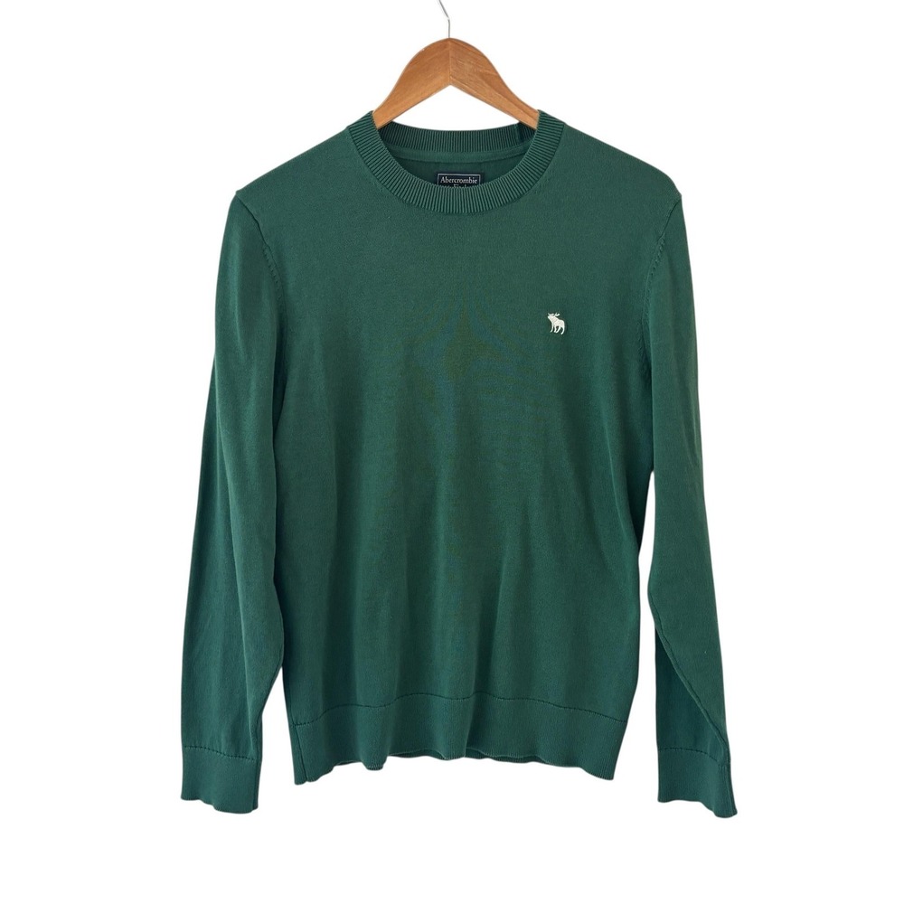 Abercrombie & Fitch Sweater Mens Size M Green Crewneck‎ Pullover Preppy Classic